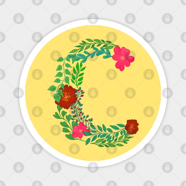 ALPHABET C FROM LEAVES AND FLOWERS Magnet by FLOWER_OF_HEART